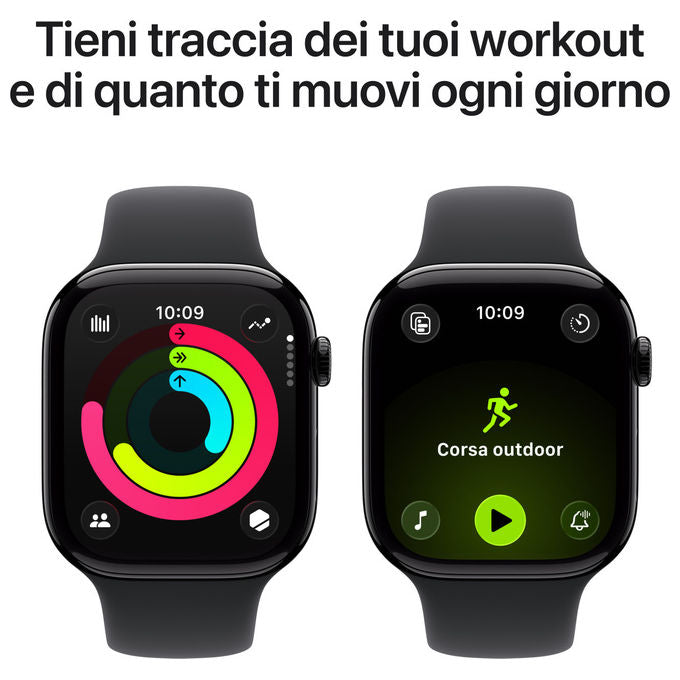 Apple, Watch Series 11, GPS, 46mm, Alluminio Jet Black, Sport Band Nero