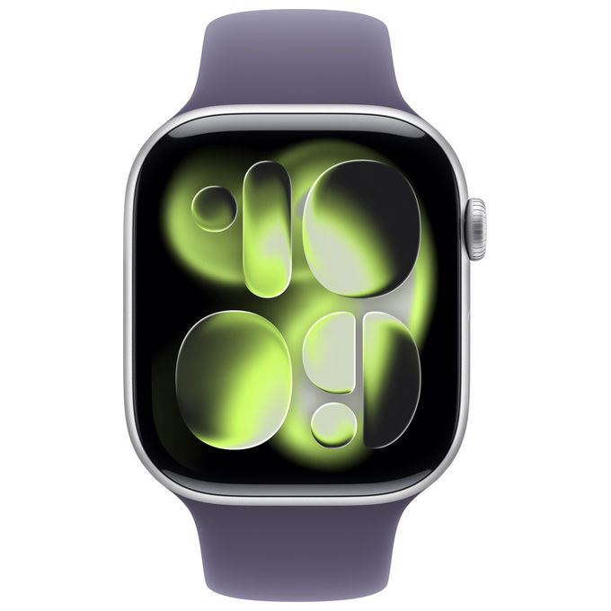 Apple Watch Series 11 GPS 46mm Cassa Alluminio Argento Sport Band Viola Nebbia