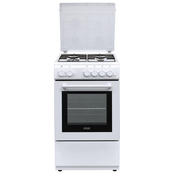 De'Longhi DL554EW2 Cucina a Gas 50 cm 4 Fuochi Forno Elettrico Multifunzione 52 L Classe A (85x50x55 cm) colore Bianco