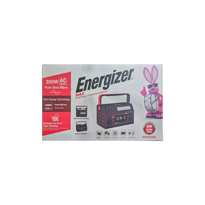 Energizer, Power Station Portatile, 296Wh, 300W Onda Sinusoidale Pura, PPS300W2