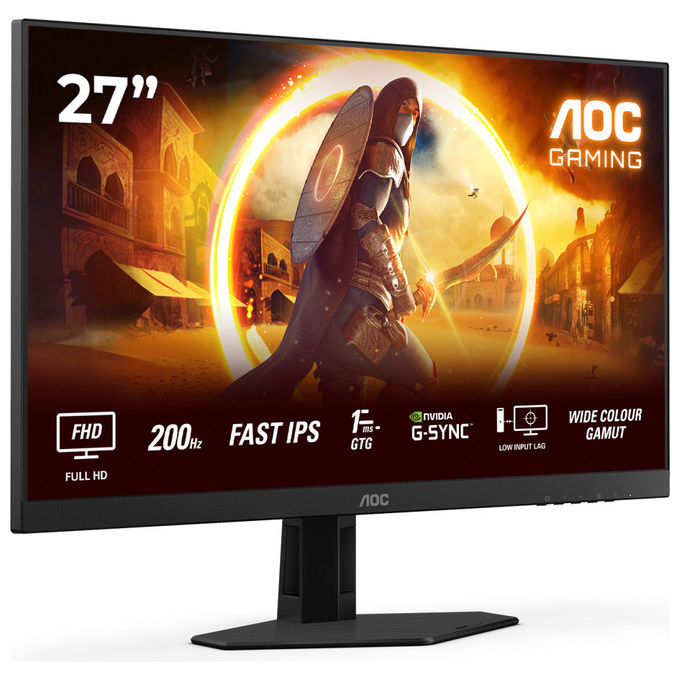AOC 27G4HRE G4 Monitor Gaming 27'' Full HD Fast IPS 200 Hz 1 ms HDR10 G-Sync Altoparlanti colore Nero Rosso