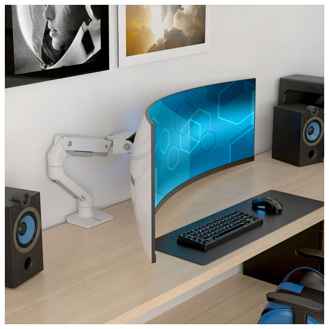 Ergotron 45-693-216 HX Braccio Porta Monitor da Scrivania 57'' VESA 75x75 100x100 mm 17 Kg gestione cavi colore Bianco