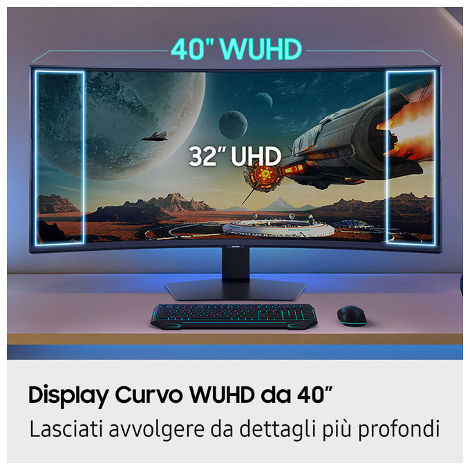 Samsung Monitor Gaming Curvo Odyssey G7 G75F 40'' WUHD 1 ms FreeSync Premium Pro