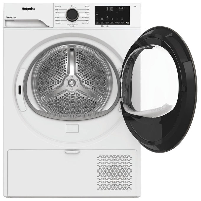 Hotpoint HPT83DBSIT Délica Asciugatrice Pompa di Calore 8 Kg Classe D EasyIron PetHair Care 64 dB (85x60x55 cm) colore Bianco