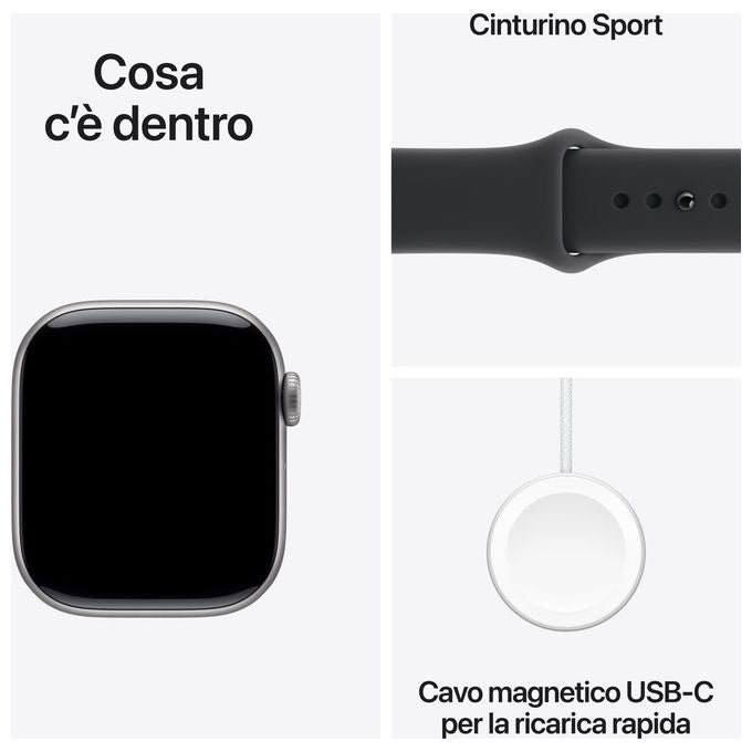 Apple Watch Series 11 GPS 42mm Alluminio Grigio Siderale Sport Band Nero