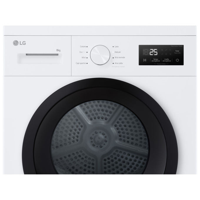 LG RNA1008NWK Asciugatrice Pompa di Calore 8 Kg Classe D 8 Programmi Sensore Asciugatura (85x60x60 cm) colore Bianco