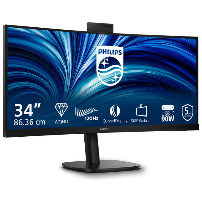 Philips, Monitor PC 34B2U3600CH, 34 Pollici Wide Quad HD, Curvo, Nero