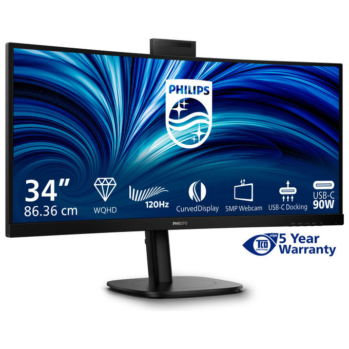 Philips, Monitor PC 34B2U3600CH, 34 Pollici Wide Quad HD, Curvo, Nero