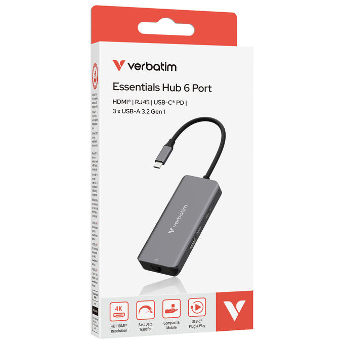 Verbatim, Hub USB-C 3.2 Gen 1, Multiport, Grigio