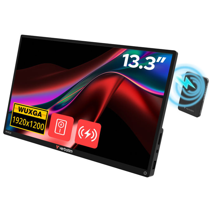 Verbatim, Monitor Portatile 13.3 Pollici, Touchscreen, Nero, Risoluzione 1920x1200