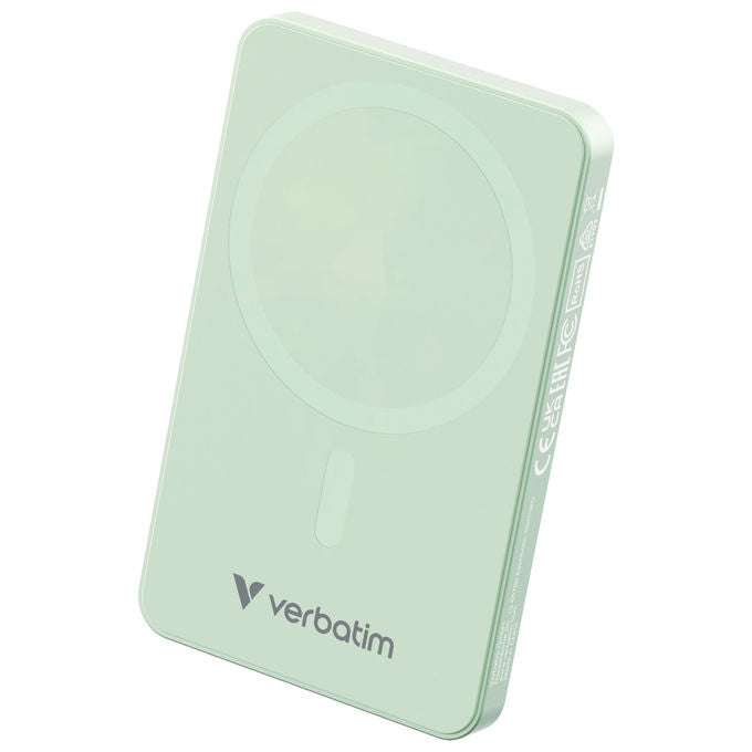 Verbatim, Power Bank 5000mAh, Ricarica Wireless, Verde