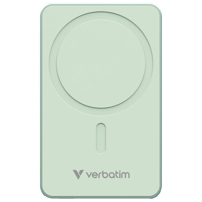 Verbatim, Power Bank 5000mAh, Ricarica Wireless, Verde