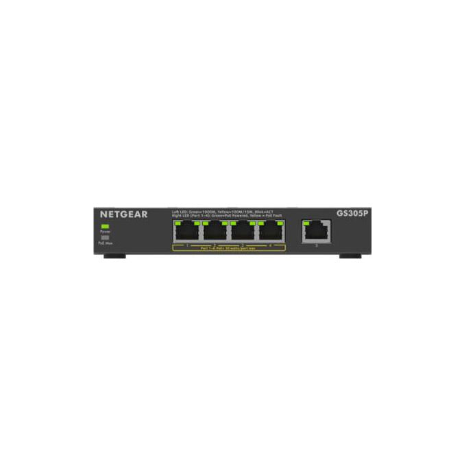 Netgear, Switch 5 Porte Gigabit Ethernet, Non Gestito, con PoE