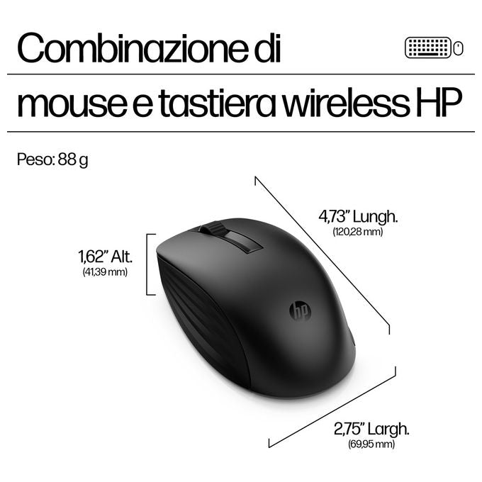Hp KIT_ Tastiera e Mouse Wireless 655 Nero