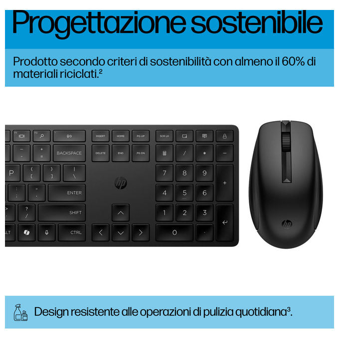 Hp KIT_ Tastiera e Mouse Wireless 655 Nero