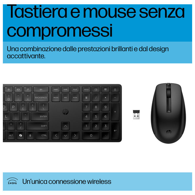 Hp KIT_ Tastiera e Mouse Wireless 655 Nero