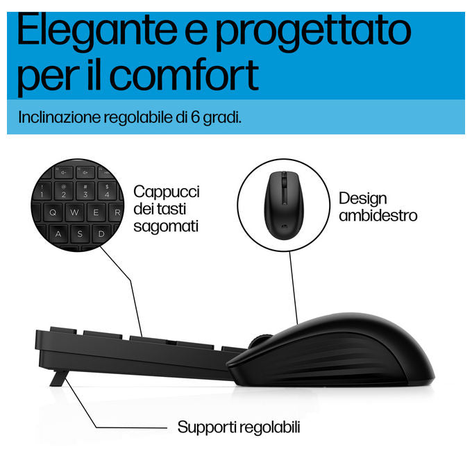 Hp KIT_ Tastiera e Mouse Wireless 655 Nero