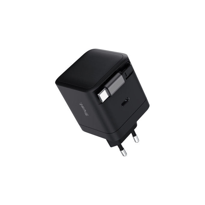 Trust Maxo Caricabatteria USB-C PD 65W Cavo Retrattile Nero