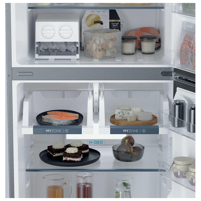 Haier HPR5718DNMX Frigorifero Doppia Porta Capacita' 464L Altezza 185cm Classe D 38dB colore Acciaio inox (70x185x69.5 cm)