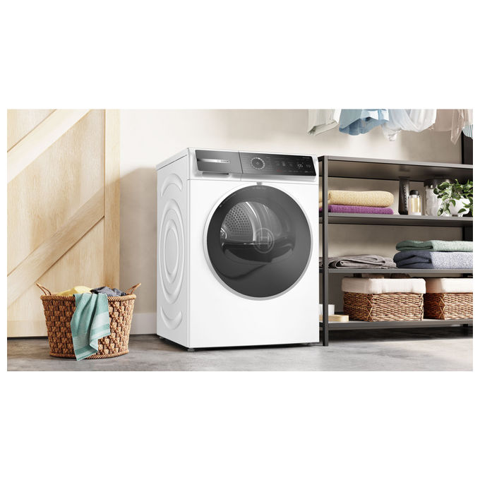 Bosch WRB247C0IT Serie 8 Asciugatrice Pompa di Calore 9 Kg Classe A Condensatore Autopulente Wi-Fi (84.2x59.8x67.5 cm) colore Bianco