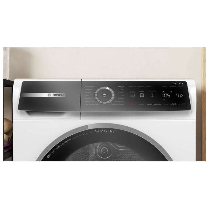 Bosch WRB247C0IT Serie 8 Asciugatrice Pompa di Calore 9 Kg Classe A Condensatore Autopulente Wi-Fi (84.2x59.8x67.5 cm) colore Bianco