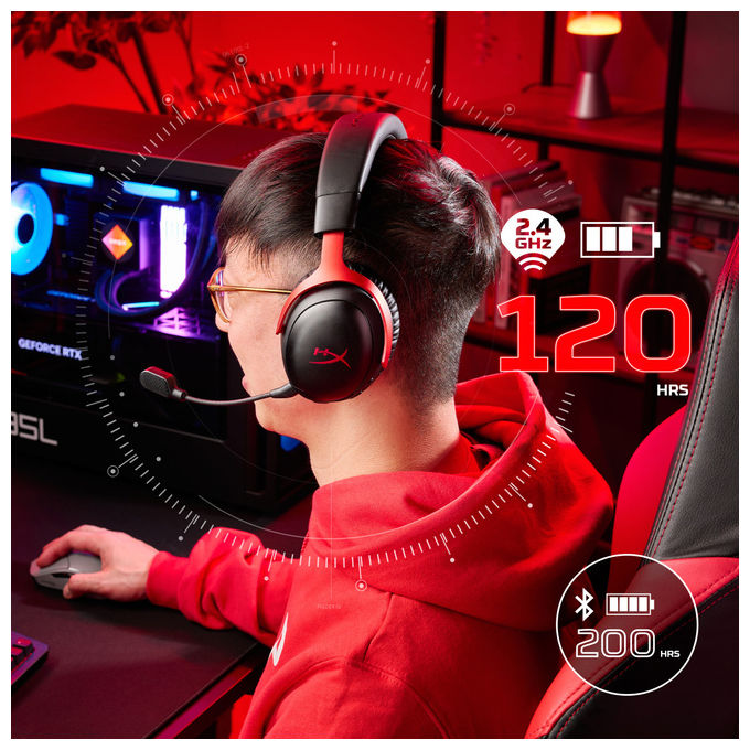 HyperX Cuffie Gaming Wireless Cloud III S Nero Rosso