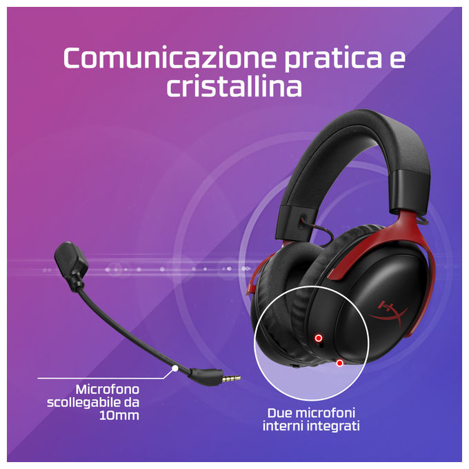 HyperX Cuffie Gaming Wireless Cloud III S Nero Rosso
