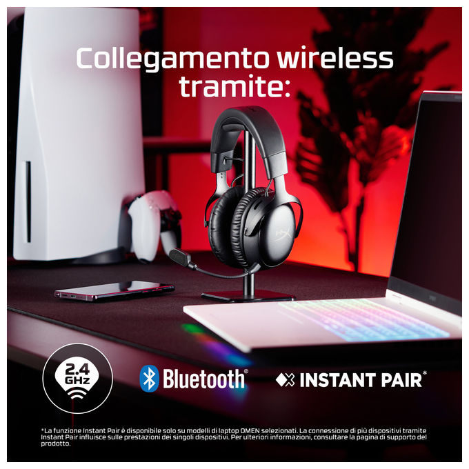 HyperX Cuffie Gaming Wireless Cloud III S Nero Rosso