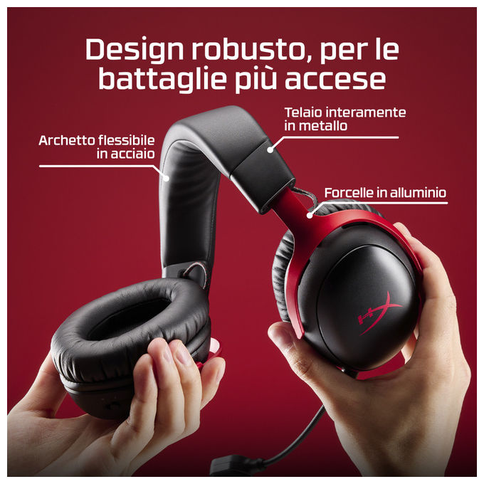HyperX Cuffie Gaming Wireless Cloud III S Nero Rosso