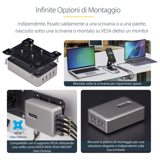 StarTech.com, Caricatore USB-C, 4 Porte, 240W, Porta Singola 140W EPR, PD 3.1, Grigio