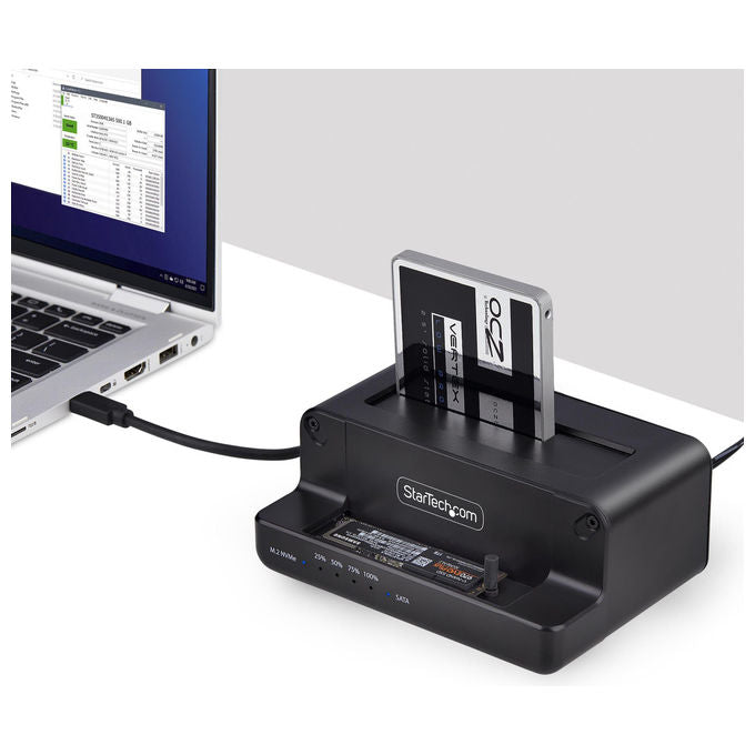 StarTech.com, Duplicatore SSD, M.2 NVMe a 2.5-3.5 SATA, Clonatore Autonomo, Bidirezionale, Doppio Slot
