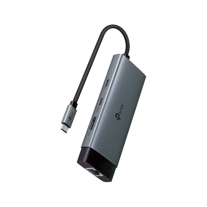 TP-Link UH6120C – Hub USB-C 6-in-1, HDMI 4K@60Hz, LAN Gigabit, Power Delivery 100W, 2x USB-A + 2x USB-C 3.2, colore Grigio