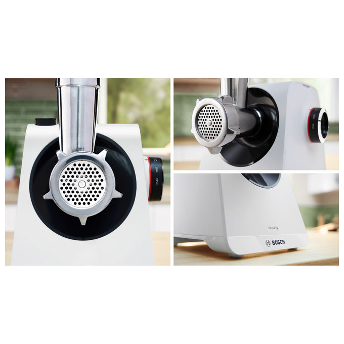 Bosch MFWS420W Serie 4 Tritacarne elettrico 1300 W 2 velocita' funzione inversa 2.5 Kg-min colore Bianco