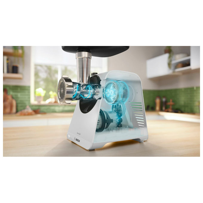 Bosch MFWS420W Serie 4 Tritacarne elettrico 1300 W 2 velocita' funzione inversa 2.5 Kg-min colore Bianco