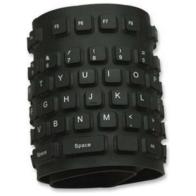 Techly Tastiera Flessibile in Silicone USB-PS2 Layout Italiano Impermeabile Antipolvere Nera