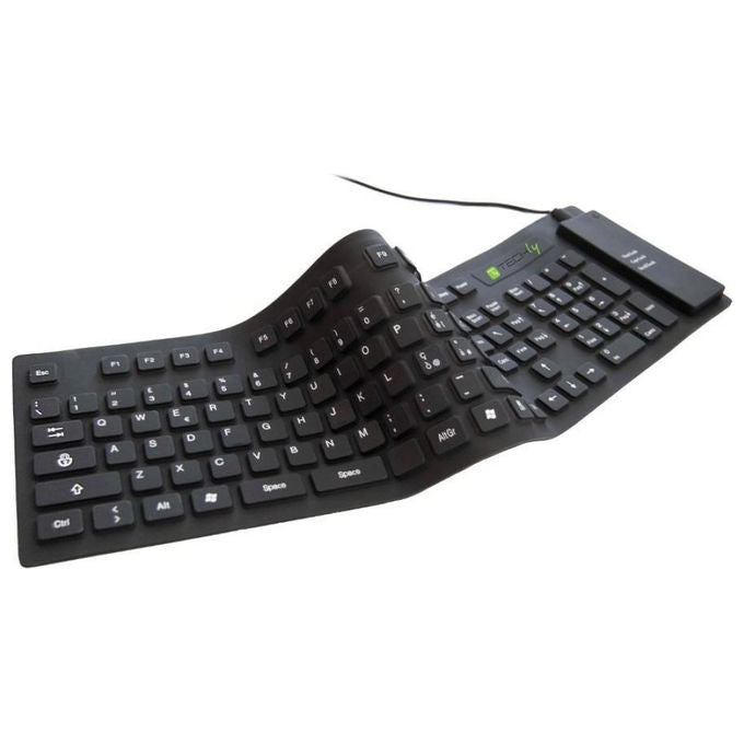 Techly Tastiera Flessibile in Silicone USB-PS2 Layout Italiano Impermeabile Antipolvere Nera
