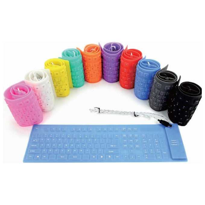 Techly Tastiera Flessibile in Silicone USB-PS2 Layout Italiano Impermeabile Antipolvere Nera