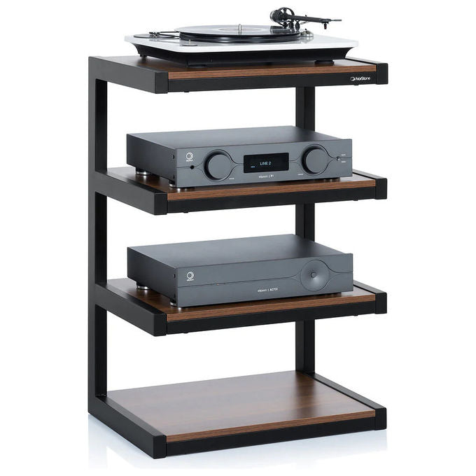 Norstone Mobile Hi-Fi Esse Nero satinato 4 Ripiani Acciaio e Vetro