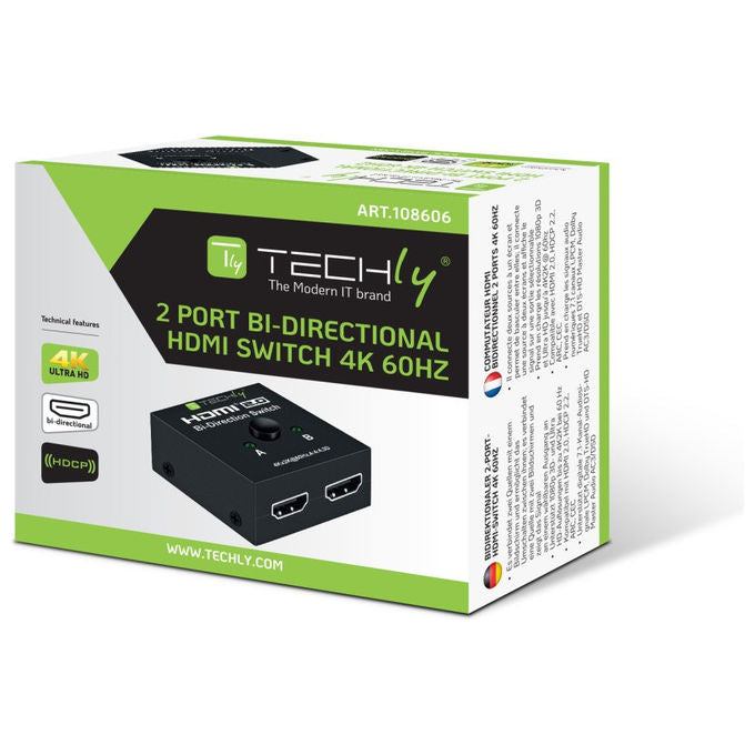 Techly Switch HDMI Bidirezionale 2 Porte 4K 60Hz