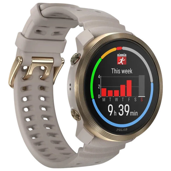 Polar Vantage M3, Orologio Smart, Display AMOLED 1.28'', GPS, Oro e Beige