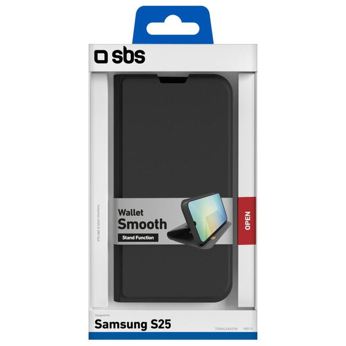 Sbs Custodia a Libro Nera per Samsung Galaxy S25 con Supporto