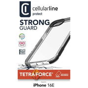 Cellularline, Custodia Tetra Force Strong Guard, iPhone SE (2025), Trasparente e Nero