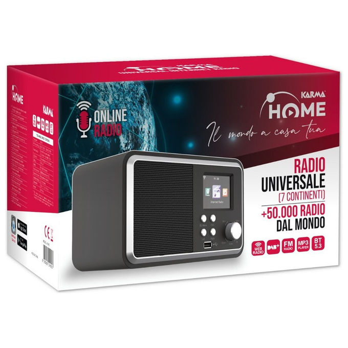 Karma 32459 HOME Radio Internet DAB+ FM Wi-Fi Bluetooth 15W Display TFT 2.4'' USB colore Nero