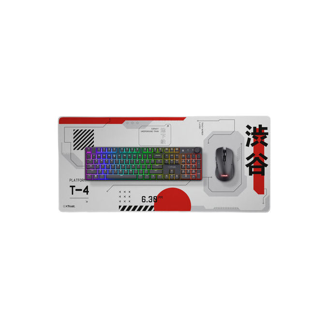 Trust Tappetino Mouse Gaming XXL Nero Grigio Rosso Bianco 90x40 cm
