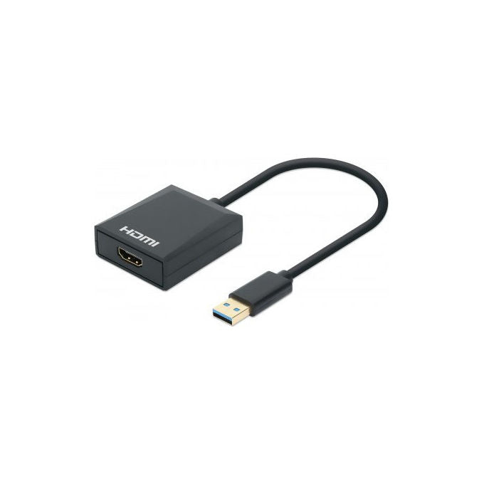 Manhattan Replicatore di Porte USB 3.2 Gen 1 Adattatore Video Nero