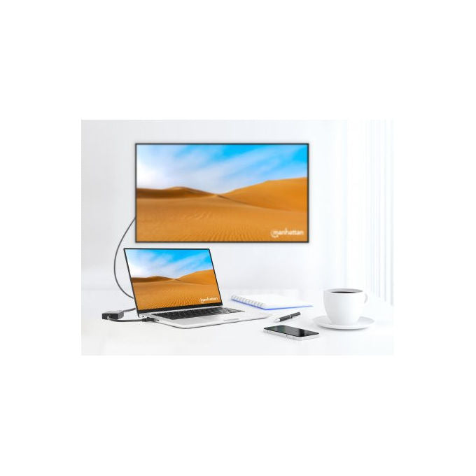Manhattan Replicatore di Porte USB 3.2 Gen 1 Adattatore Video Nero