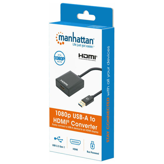 Manhattan Replicatore di Porte USB 3.2 Gen 1 Adattatore Video Nero