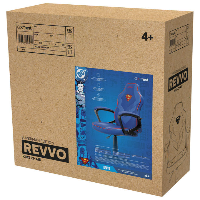Trust GXT 703SM Revvo Sedia Gaming per Bambini Superman licenza ufficiale 110 Kg colore Blu Rosso