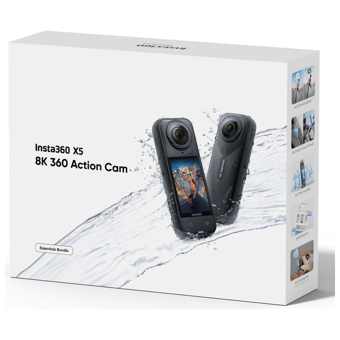 Insta360 CINSAAHA_2 X5 Bundle Action Cam 360° 8K Ultra HD 72 MP Impermeabile 15 m Wi-Fi Bluetooth colore Nero