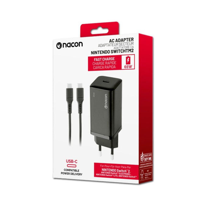 Nacon, Adattatore AC 65W per Switch 2, Ricarica Rapida